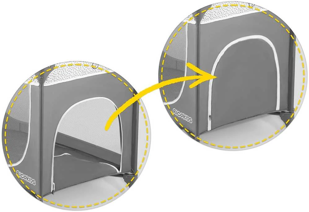 Ricokids Kelioninė lovelė su čiužiniu ir krepšiu 123,5 x 65 x 76 cm RK-241 pilkos spalvos