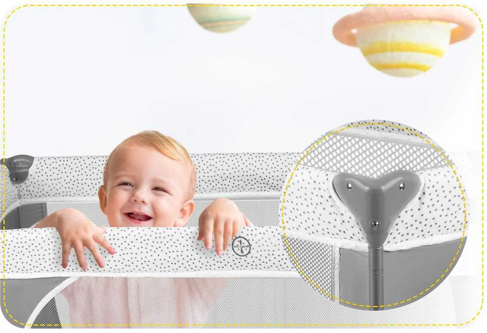 Ricokids Kelioninė lovelė su čiužiniu ir krepšiu 123,5 x 65 x 76 cm RK-241 pilkos spalvos