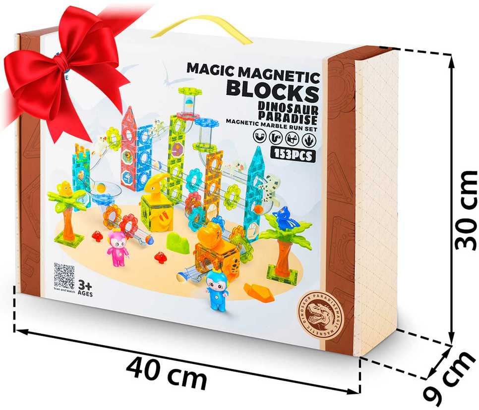 Magnetiniai kaladėlės Dinozaurai su čiuožykla RK-764 Ricokids
