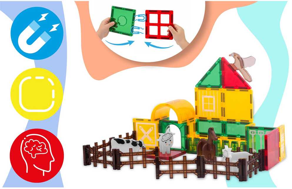 Edukacinės magnetinės konstruktoriaus kaladėlės „Gyvulių ūkis“ RK-781 Ricokids