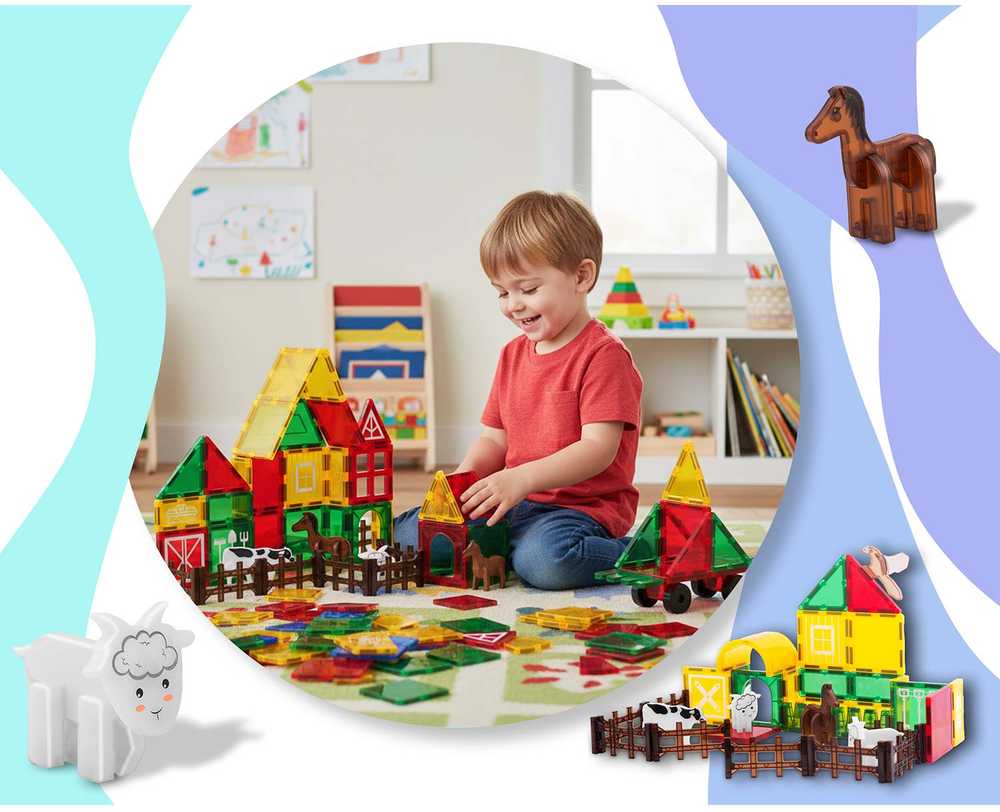 Edukacinės magnetinės konstruktoriaus kaladėlės „Gyvulių ūkis“ RK-781 Ricokids