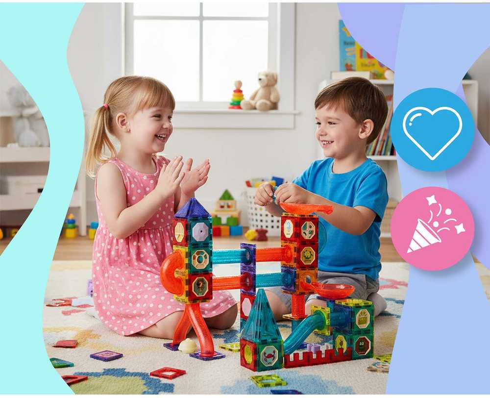 Magnetinės edukacinės konstruktoriaus kaladėlės, šviečiančios, 150 vnt., RK-782 Ricokids