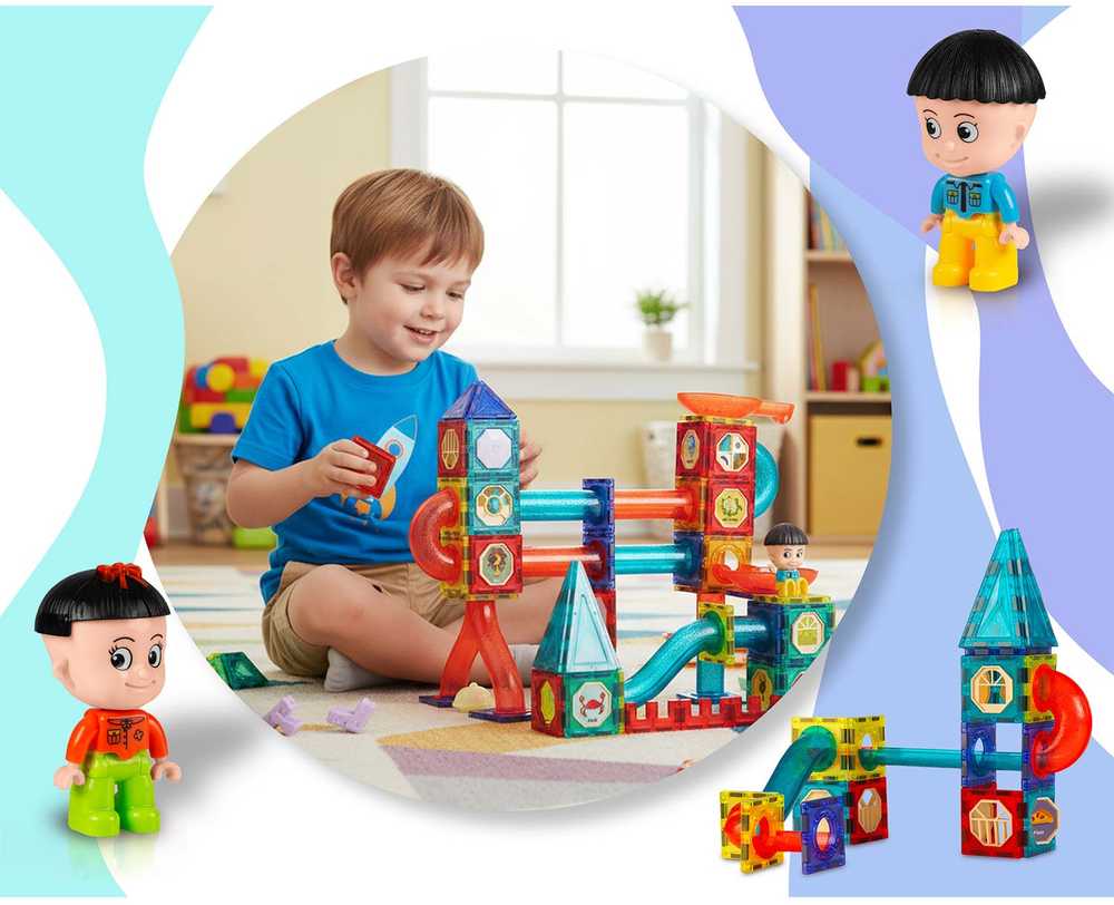 Magnetinės edukacinės konstruktoriaus kaladėlės, šviečiančios, 150 vnt., RK-782 Ricokids