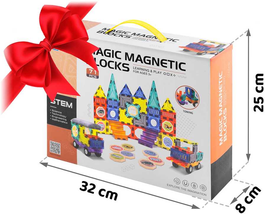 Magnetinės edukacinės konstruktoriaus kaladėlės, 71 vnt., RK-782 Ricokids