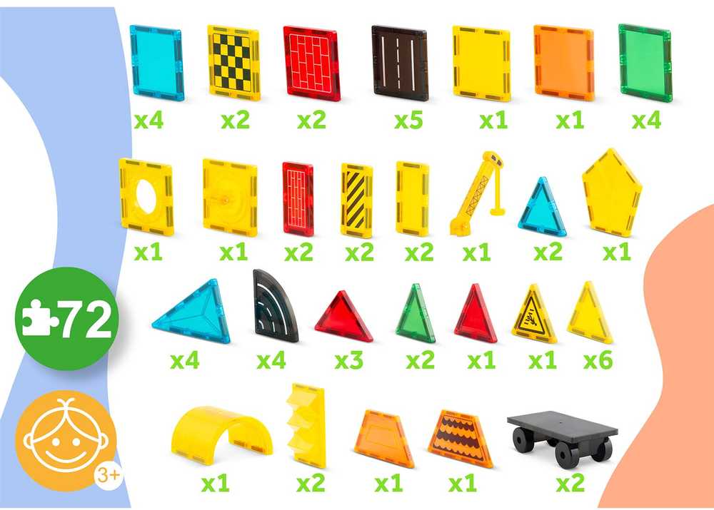Edukacinės magnetinės konstruktoriaus kaladėlės, 72 vnt., RK-780 Ricokids