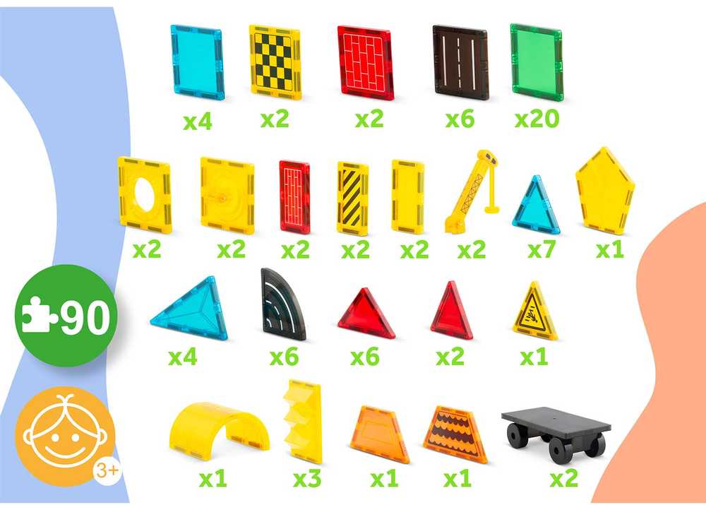 Edukacinės magnetinės konstruktoriaus kaladėlės, 90 vnt., RK-780 Ricokids