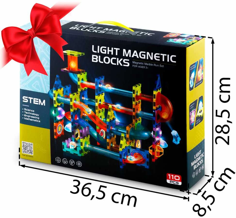 Magnetinės edukacinės konstruktoriaus kaladėlės su apšvietimu RK-763 Ricokids 110 vnt