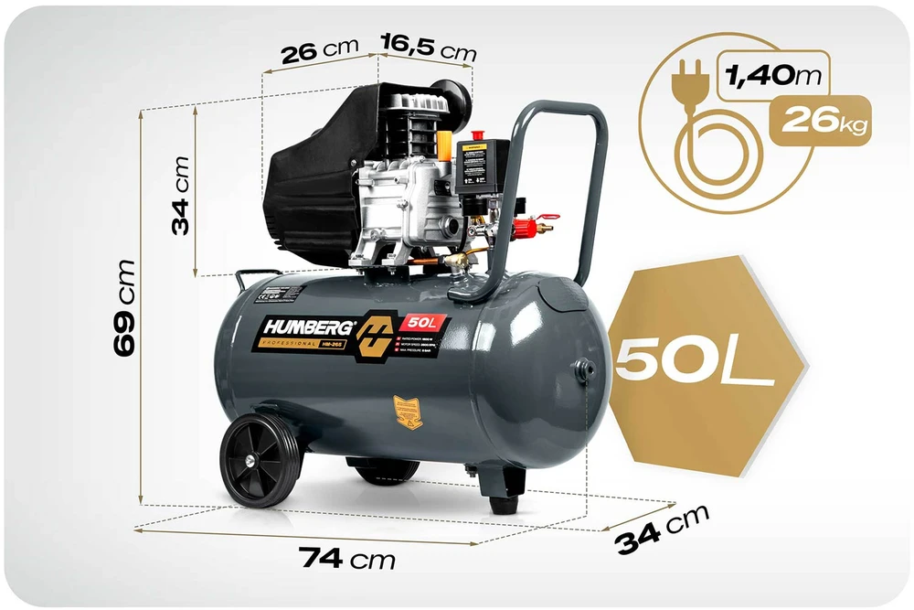 Alyvinis oro kompresorius 50 l 10 bar Humberg HM-265