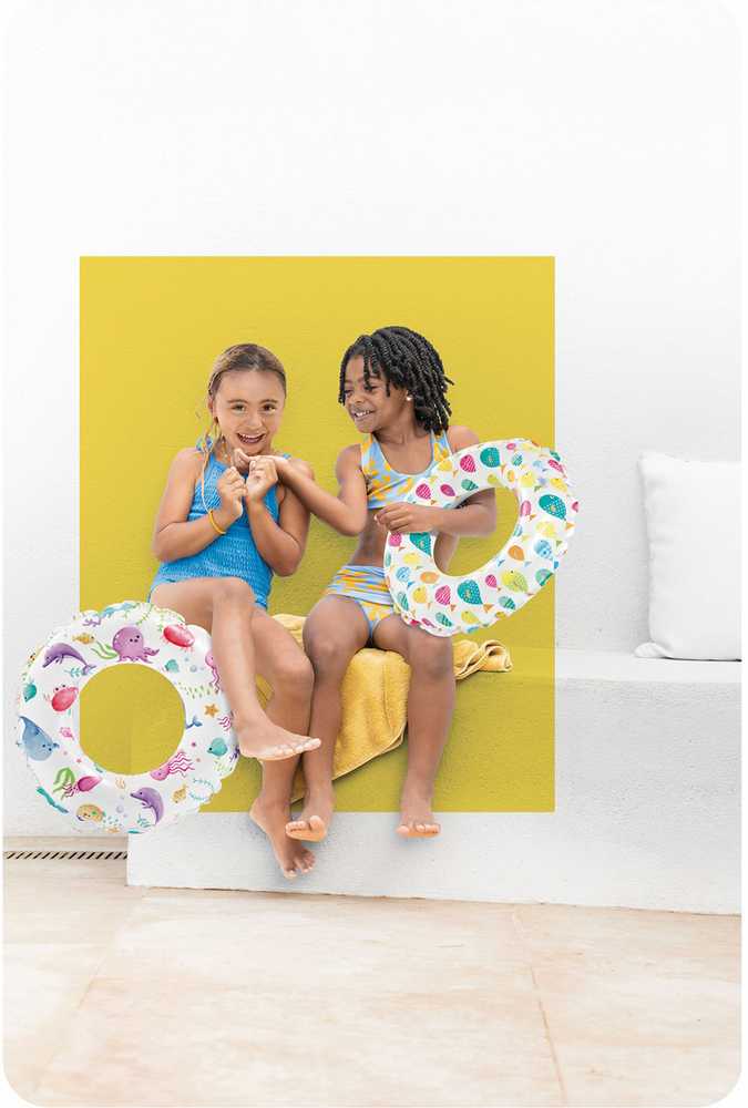Spalvingas žuvų plaukimo žiedas 61 cm INTEX 59241
