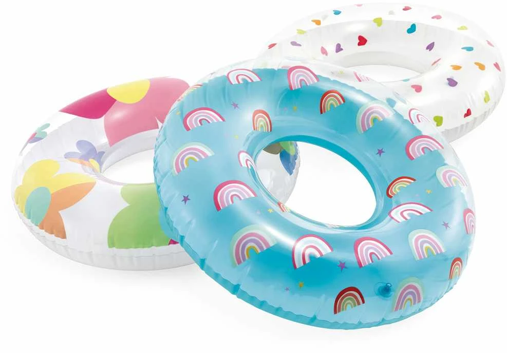 Vaivorykštės spalvos plaukimo ratas 81 cm INTEX 59259