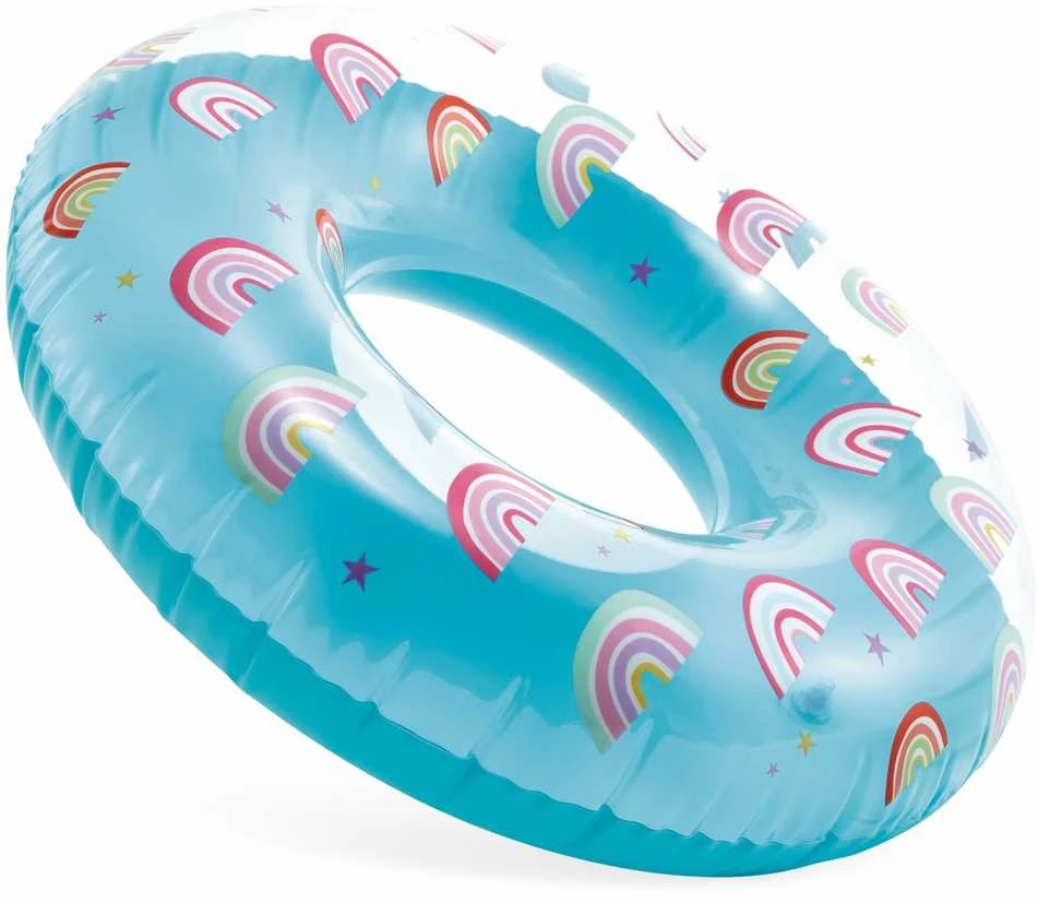 Vaivorykštės spalvos plaukimo ratas 81 cm INTEX 59259