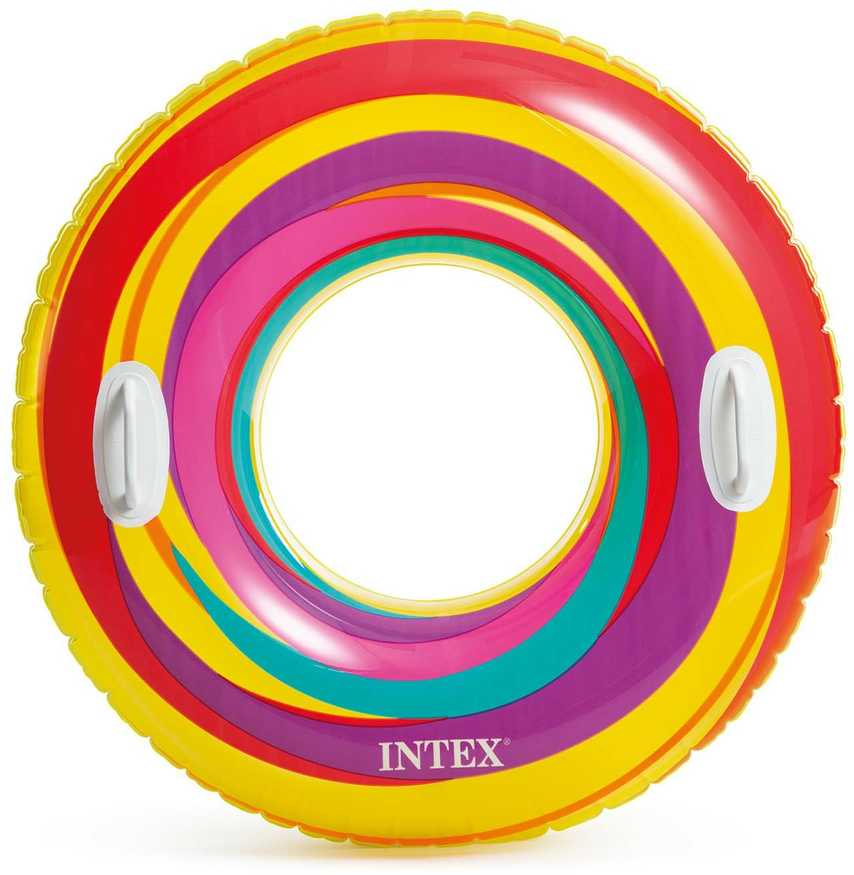 Intex geltonai dryžuotas plaukimo ratas, 91 cm