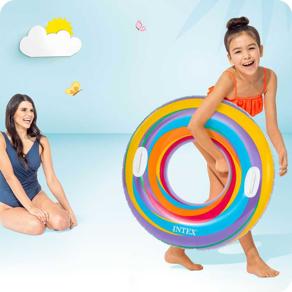 Intex violetinis dryžuotas plaukimo ratas, 91 cm