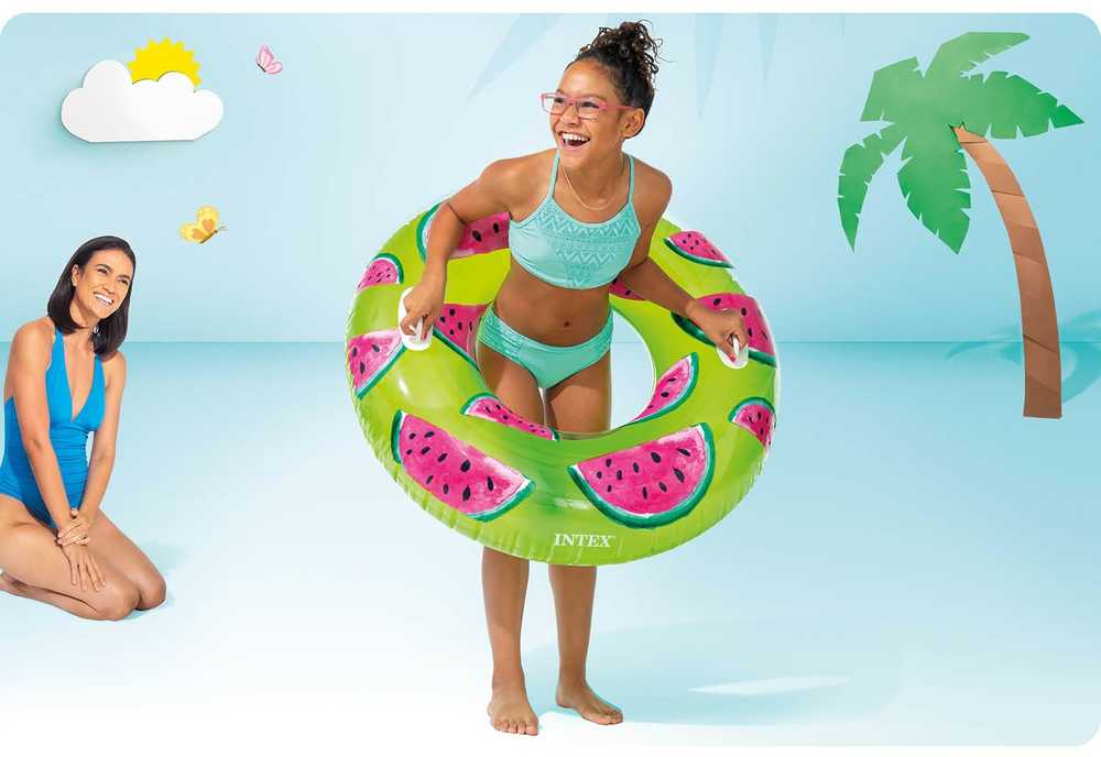 Arbūzo formos plaukimo ratas 107 cm INTEX 56261