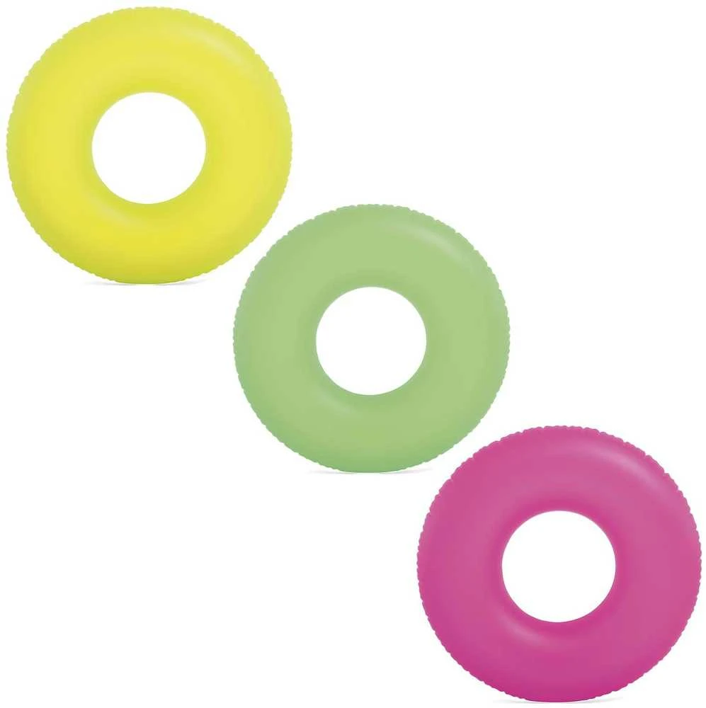 Plaukimo žiedas Neoninis skersmuo 91 cm - 3 spalvos INTEX 59262 geltona