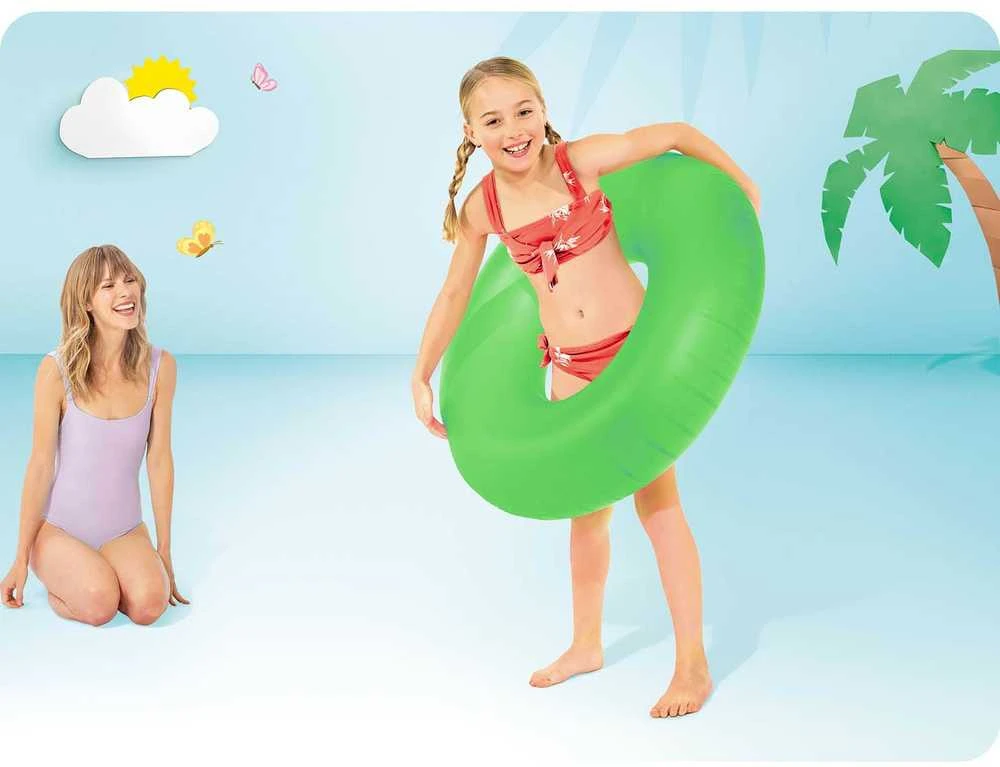 Plaukimo žiedas Neoninis skersmuo 91 cm - 3 spalvos INTEX 59262 geltona