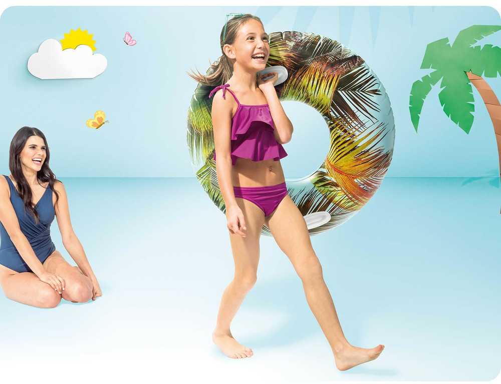 Žalias palmių formos plaukimo ratas 97 cm XL INTEX 58263