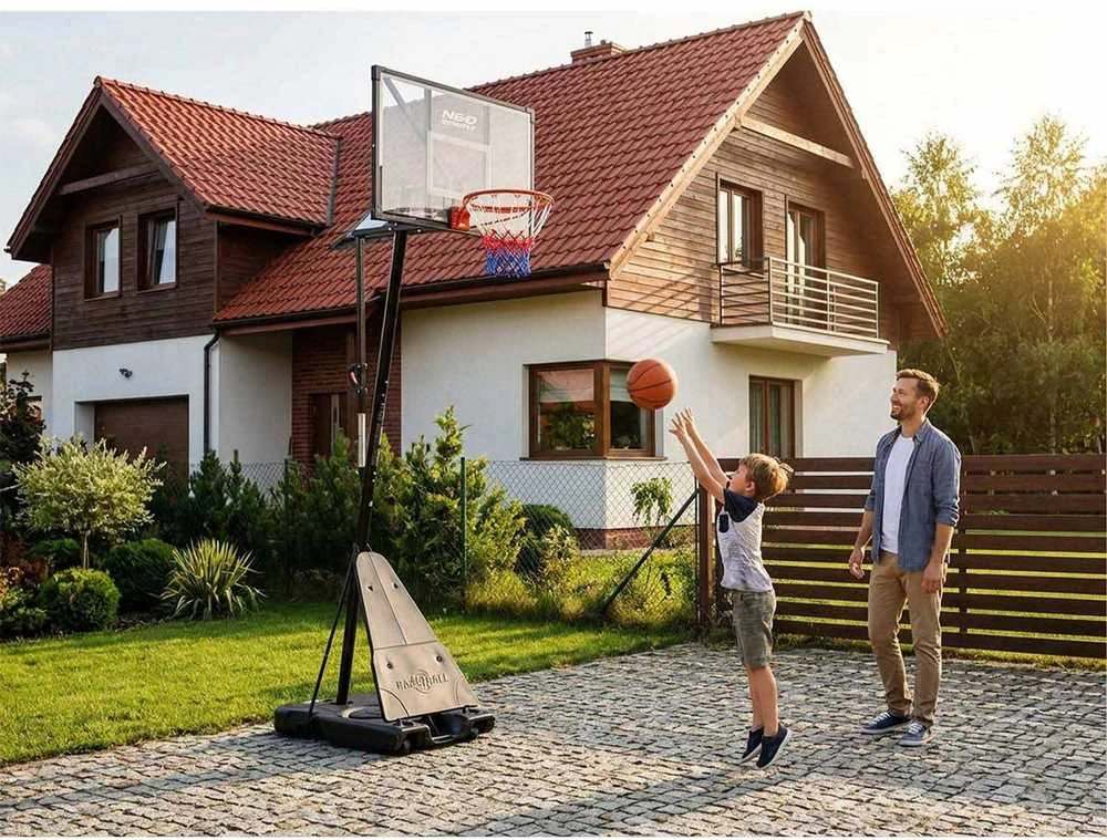 Reguliuojamas krepšinio krepšys 160-305 cm stabilus didelis Neo-Sport NS-284
