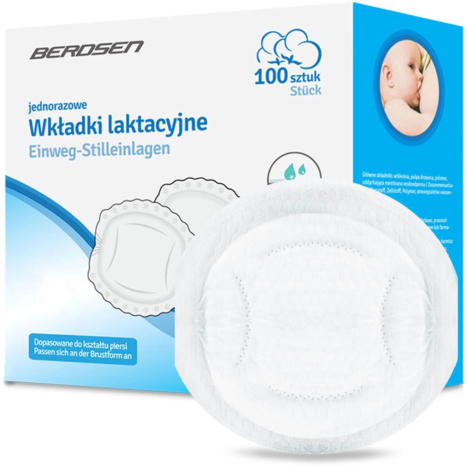 Vienkartiniai įklotai į liemenėlę Berdsen, itin sugeriantys, Berdsen BL-911100 vnt.