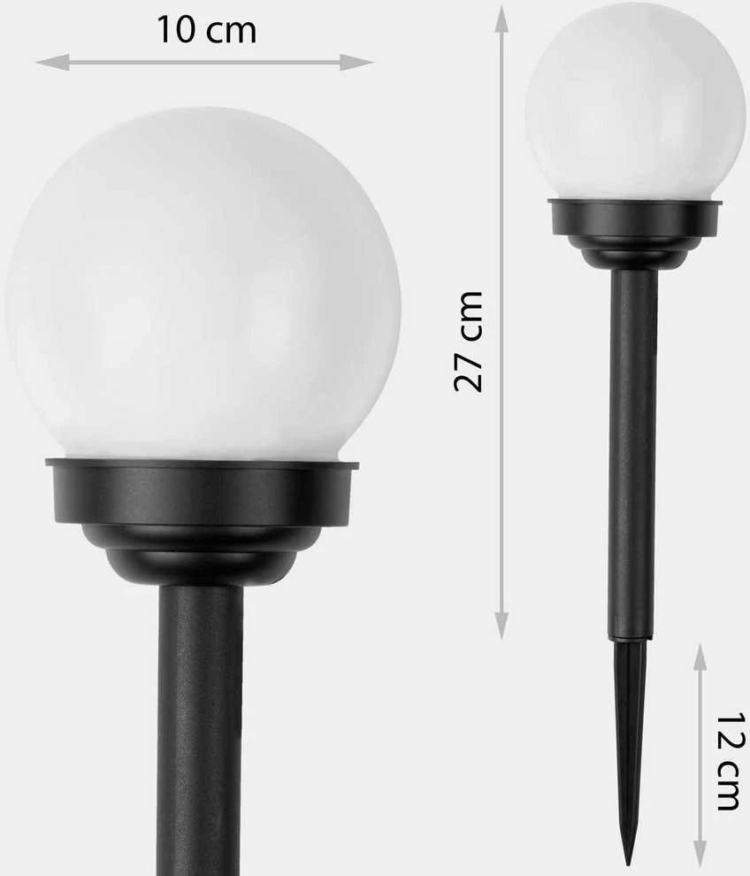 Saulės energija varomos lempos, balti rutuliai, 4 vnt., „Ilumen LS-102“