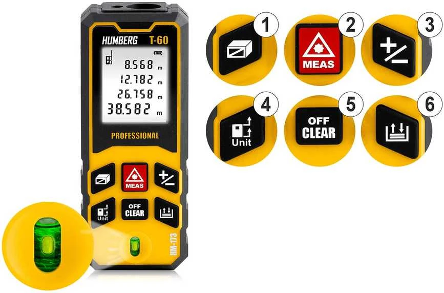 Lazerinis atstumo matuoklis Humberg HM-173, 60 m