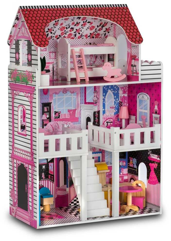 Ricokids Lėlių namelis su priedais 60x30x90 cm