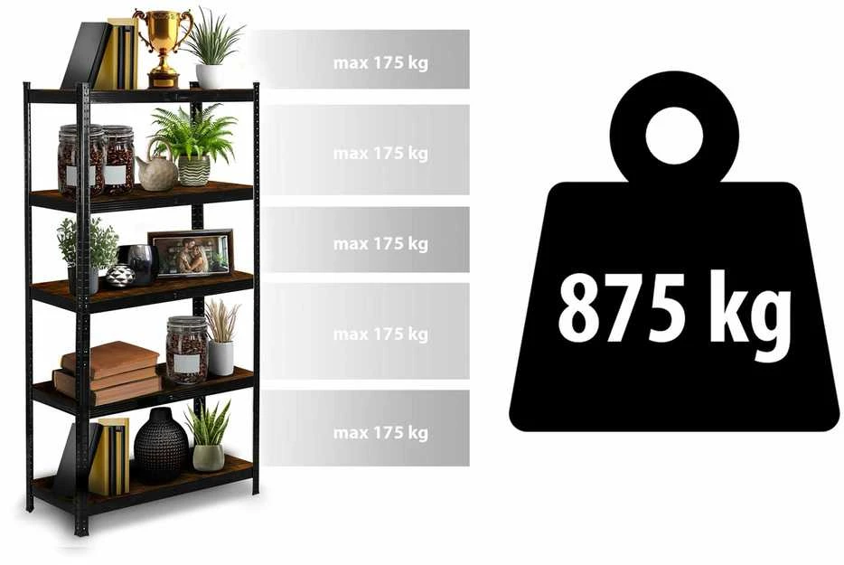 Metalinė daiktų laikymo lentyna 180 x 90 x 40 cm Humberg HR-852 juoda