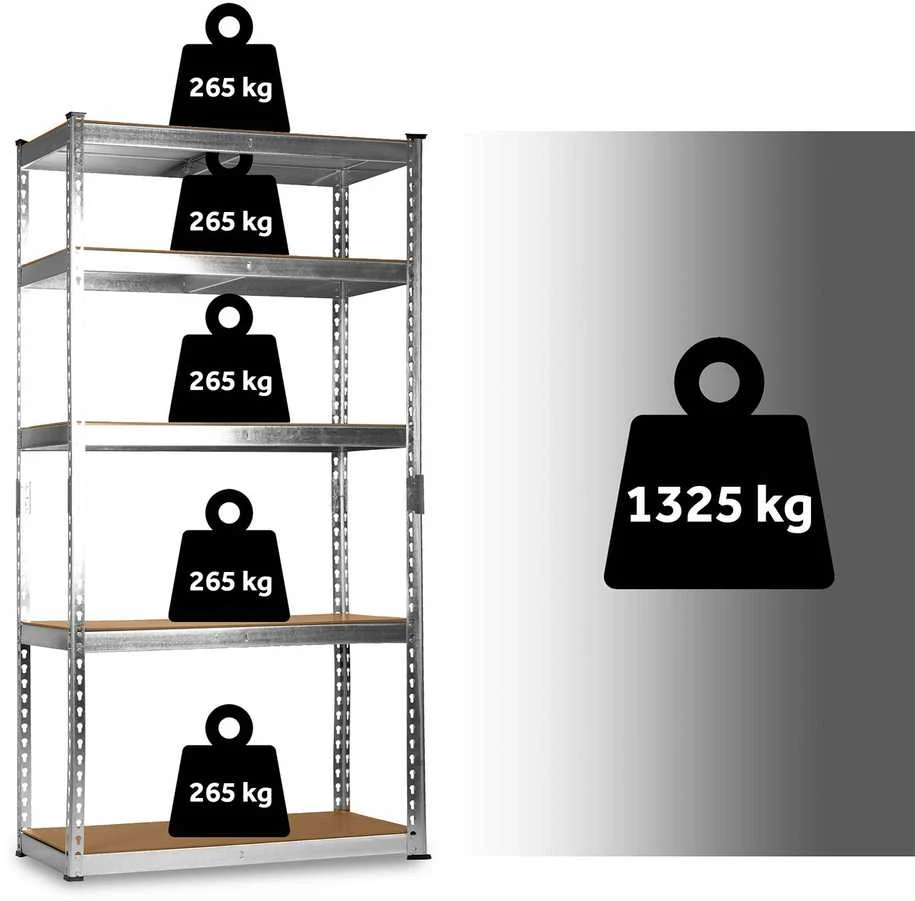 Metalinė sandėliavimo lentyna Humberg HR-853 183 x 90 x 40 cm sidabrinės spalvos