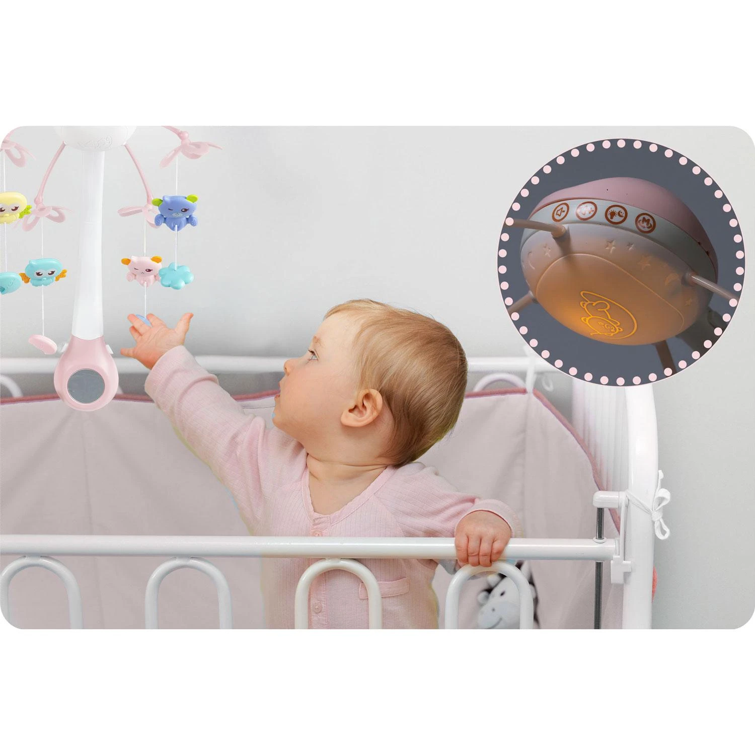 Ricokids Rožinė karuselė lovytei su RK-813 projektuokliu