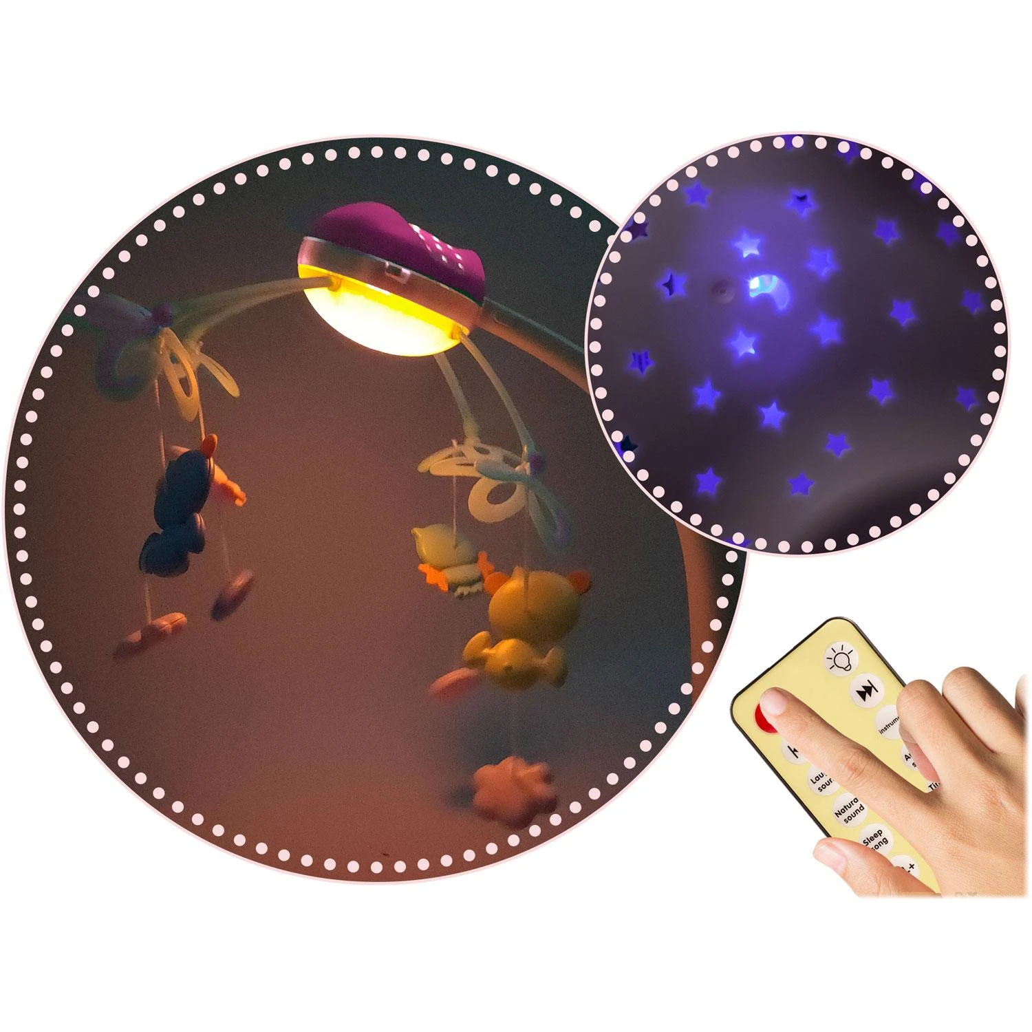 Ricokids Rožinė karuselė lovytei su RK-813 projektuokliu