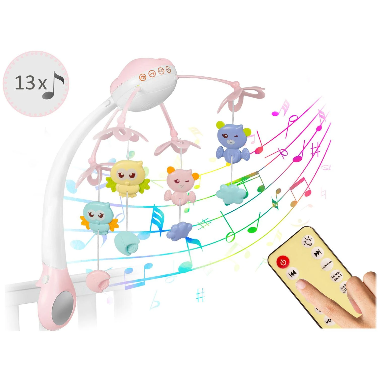 Ricokids Rožinė karuselė lovytei su RK-813 projektuokliu