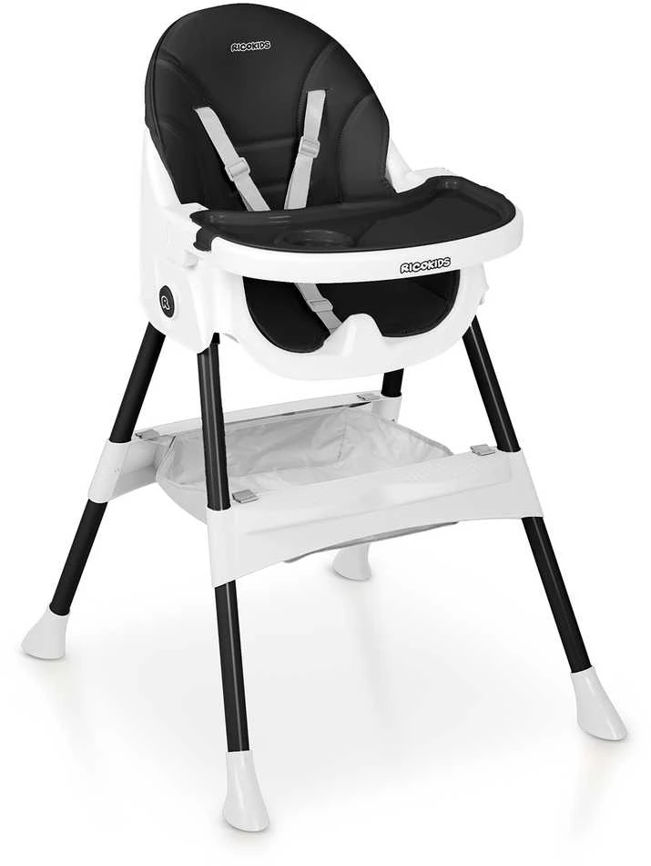 Ricokids Mani maitinimo kėdutė reguliuojama 3in 1, juoda