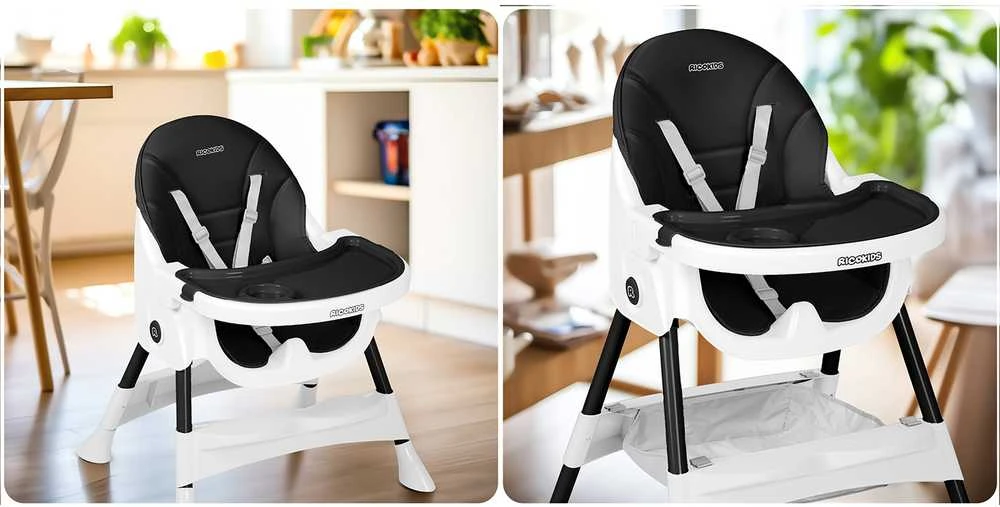 Ricokids Mani maitinimo kėdutė reguliuojama 3in 1, juoda
