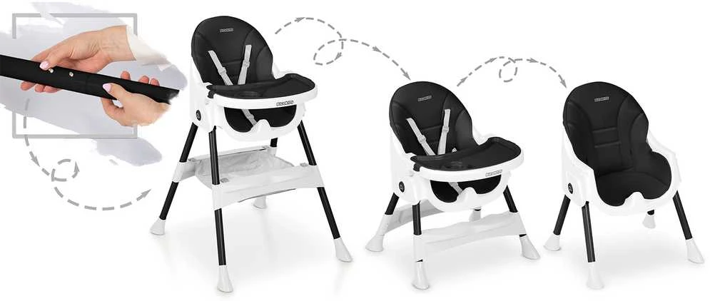 Ricokids Mani maitinimo kėdutė reguliuojama 3in 1, juoda