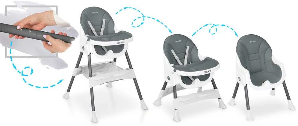 Ricokids Mani maitinimo kėdutė reguliuojama 3in 1, pilka