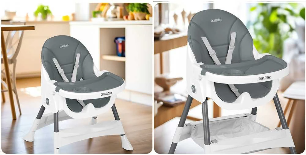 Ricokids Mani maitinimo kėdutė reguliuojama 3in 1, pilka
