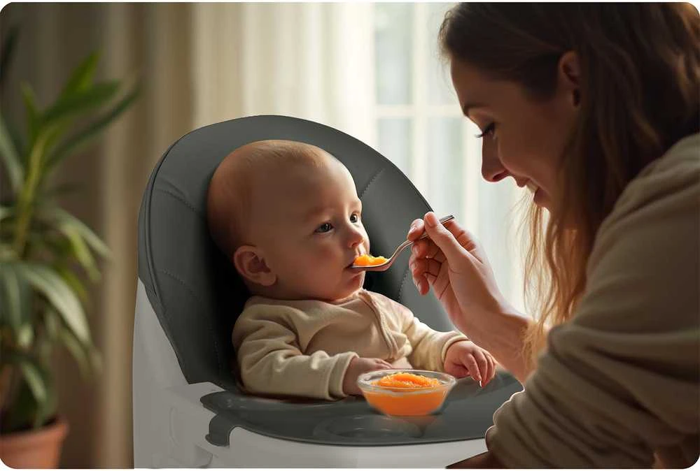 Ricokids Mani maitinimo kėdutė reguliuojama 3in 1, pilka