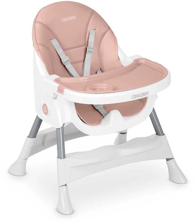 Ricokids Mani maitinimo kėdutė reguliuojama 3in 1, rožinė