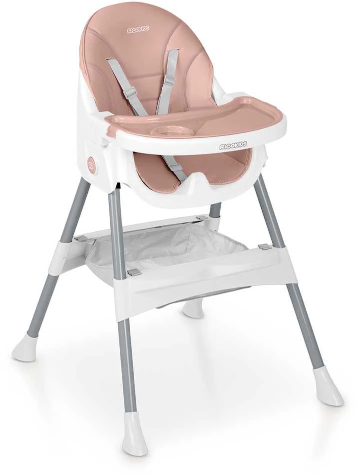 Ricokids Mani maitinimo kėdutė reguliuojama 3in 1, rožinė