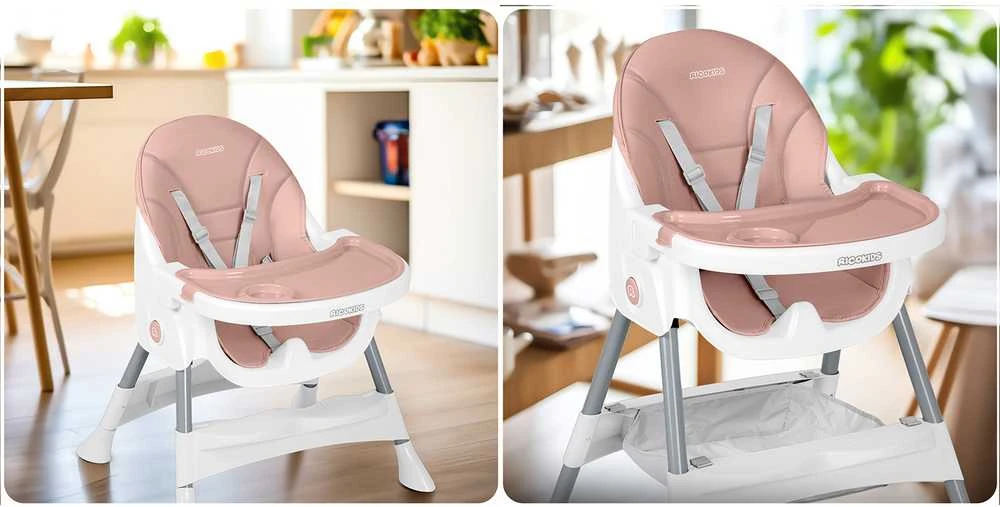 Ricokids Mani maitinimo kėdutė reguliuojama 3in 1, rožinė
