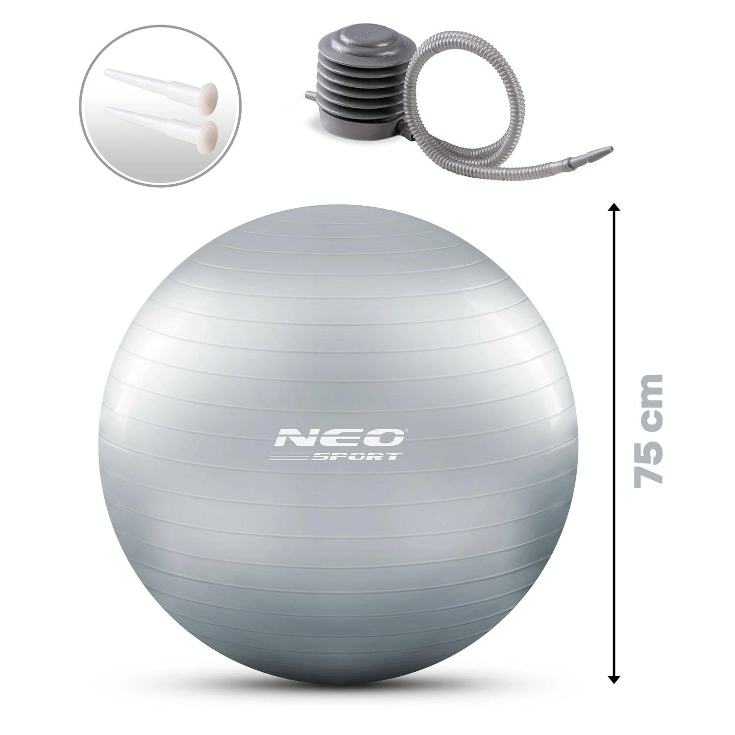 Neo-Sport Sidabrinis pilateso kamuolys 75 cm NS-952