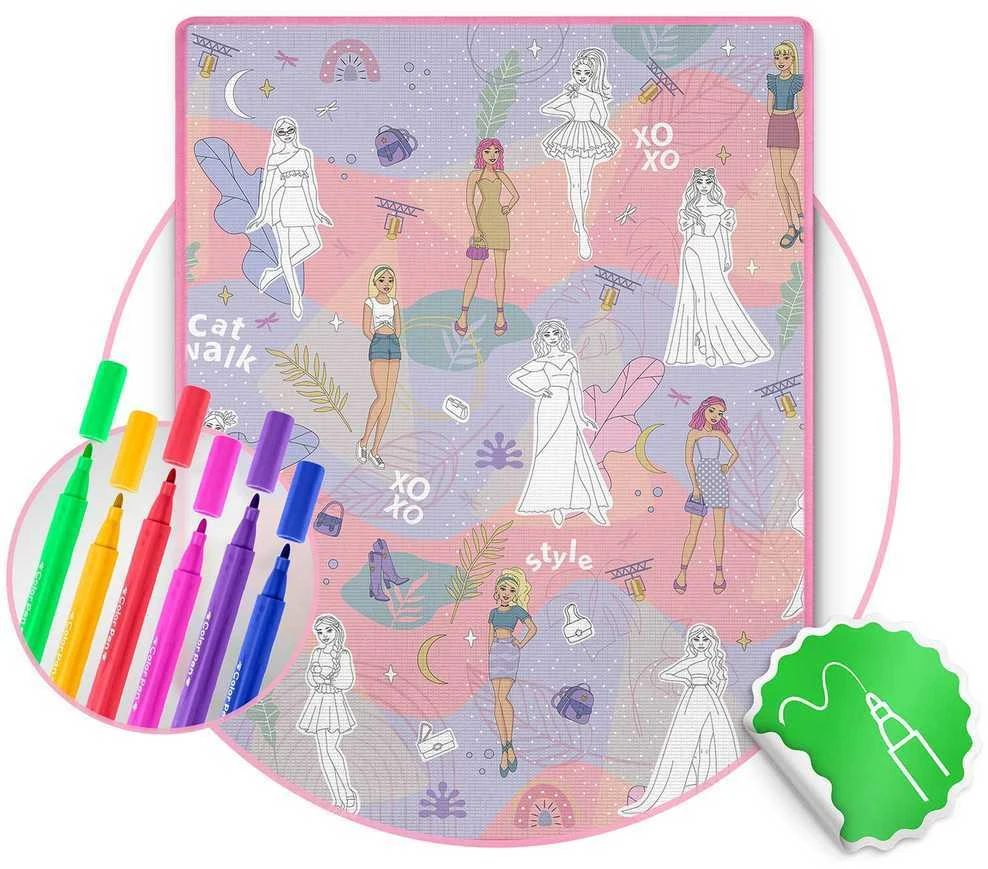 Ricokids RK-344 sulankstomas putplasčio piešimo kilimėlis 120 x 90 x 0,3 cm