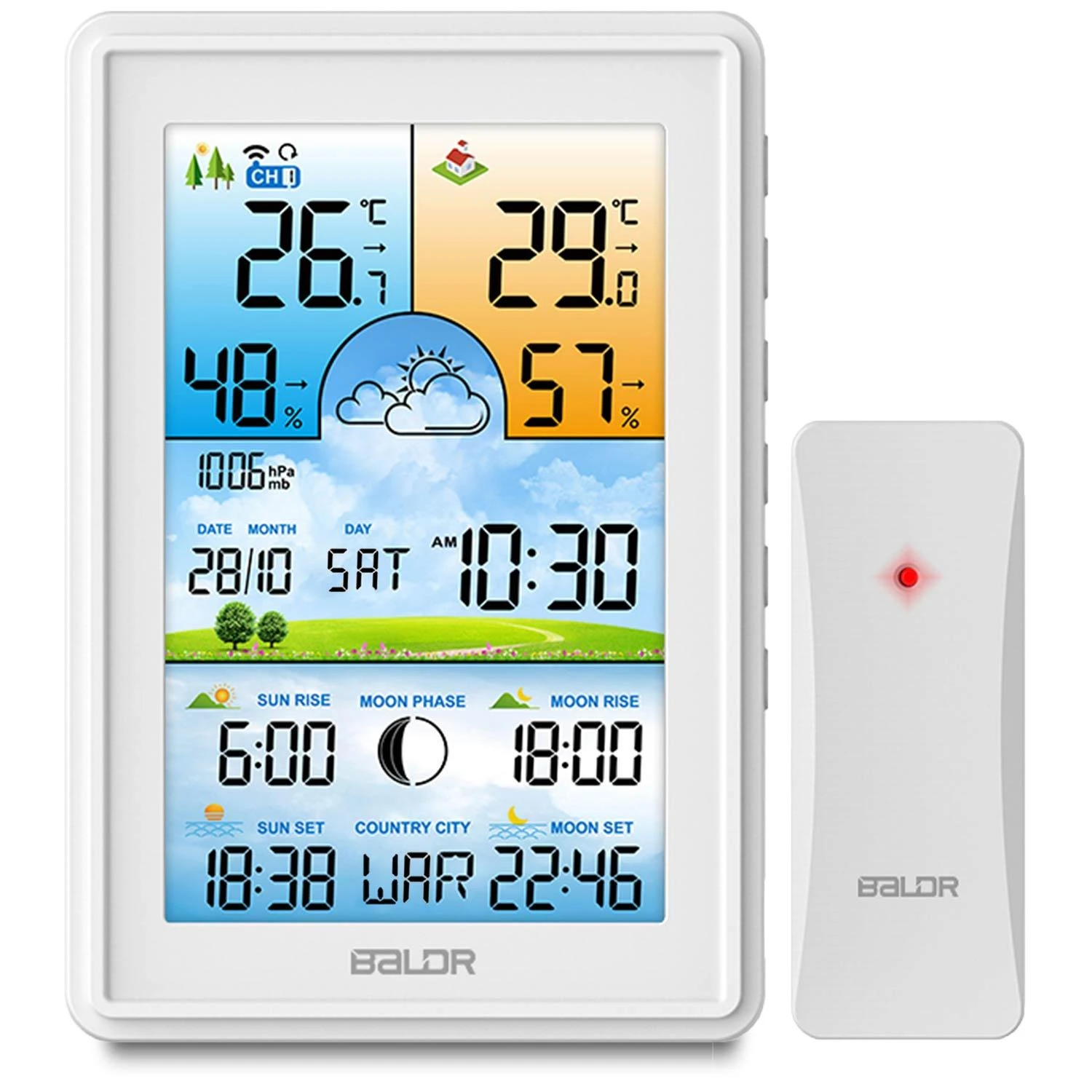 Baldr Meteorologinė stotelė su ekranu BD-906, balta