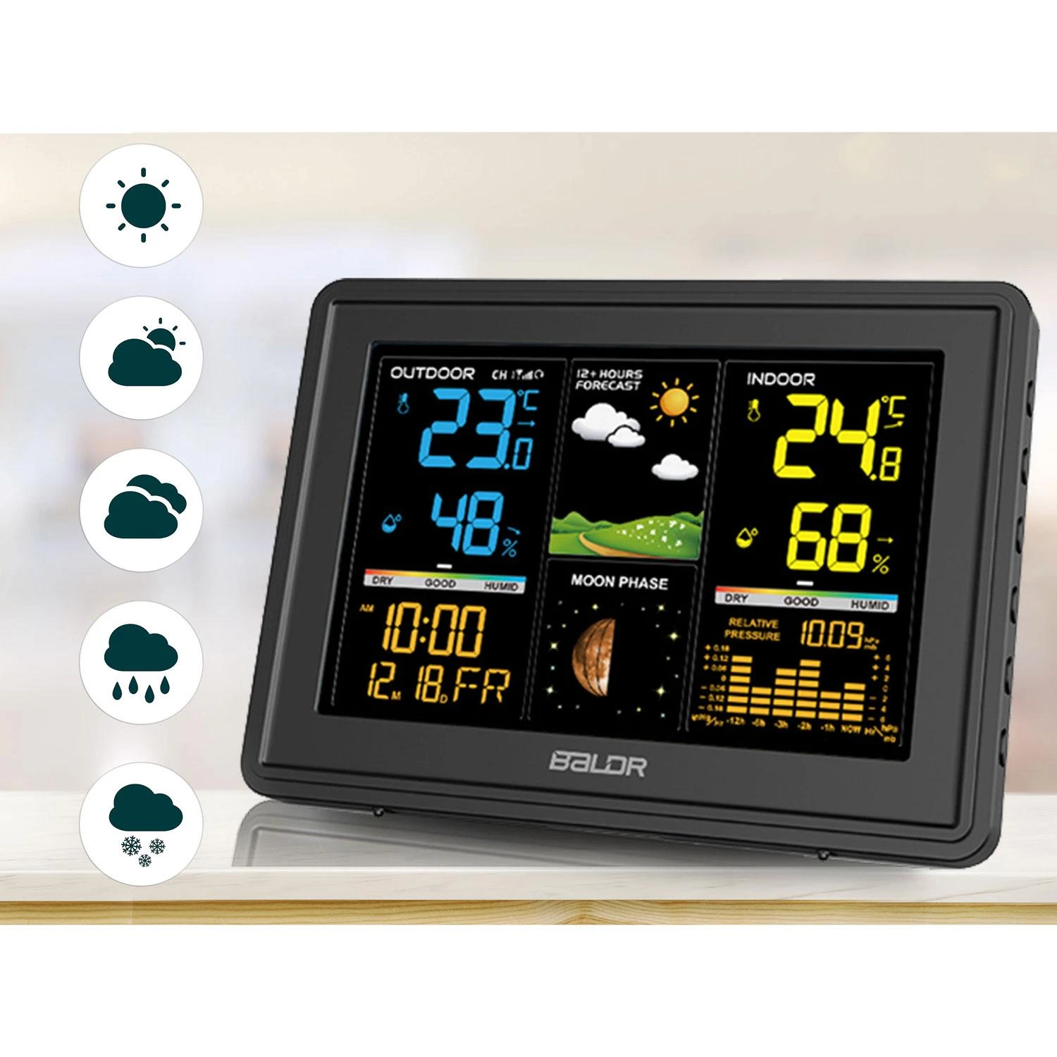 Berdsen Meteorologinė stotelė su ekranu BD-907, juoda