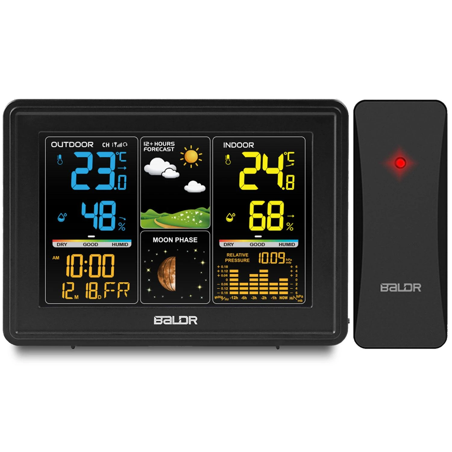 Berdsen Meteorologinė stotelė su ekranu BD-907, juoda