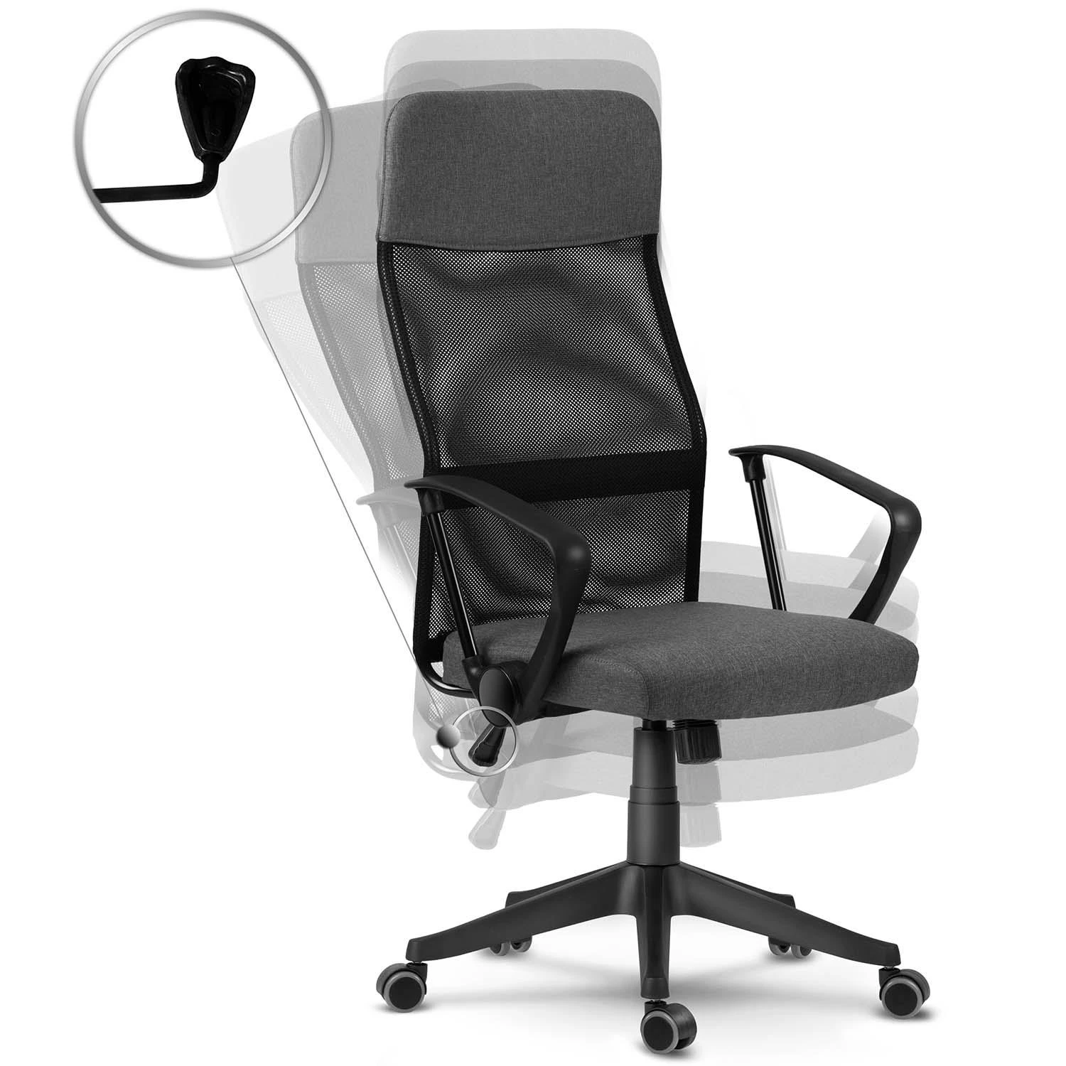 Sofotel Biuro kėdė su tinkleliu, ergonomiško dizaino, reguliuojamo aukščio, tamsiai pilka vadovo kėdė, patogi kompiuterio kėdė