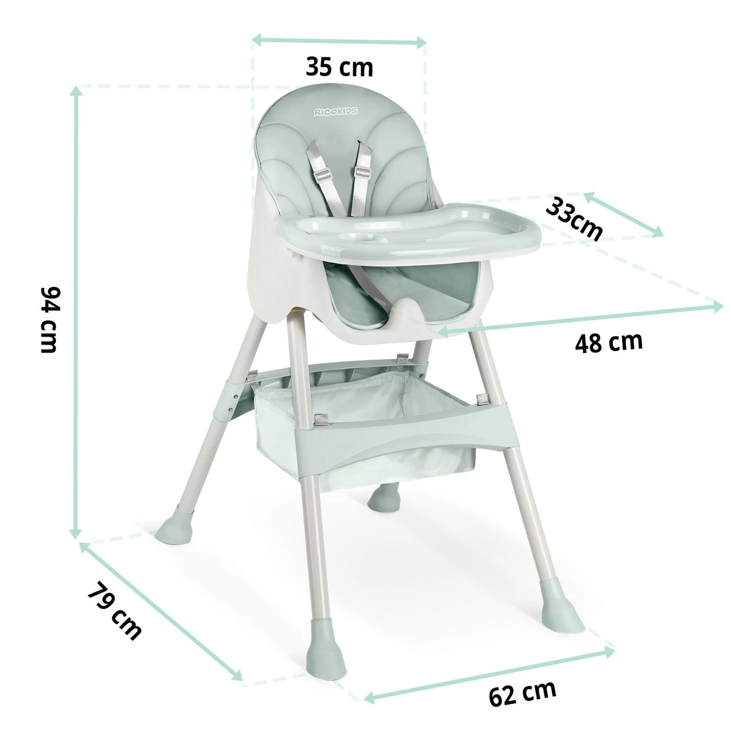 Maitinimo kėdutė Ricokids Milo, žalia