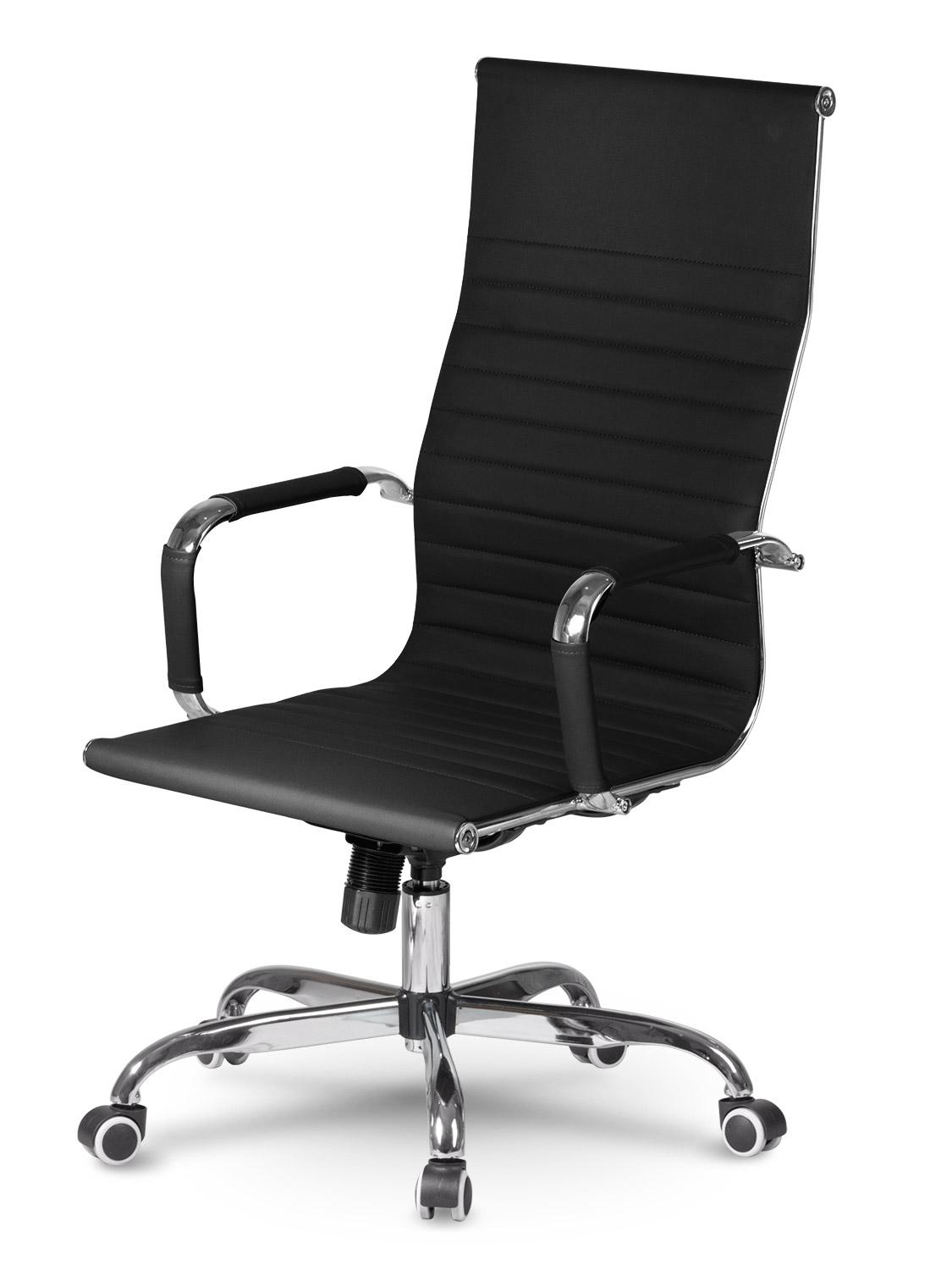 Sofotel Ergonomiška biuro kėdė, modernaus dizaino, juoda dirbtinė oda, reguliuojamas aukštis, pasukama kėdė namų biurui