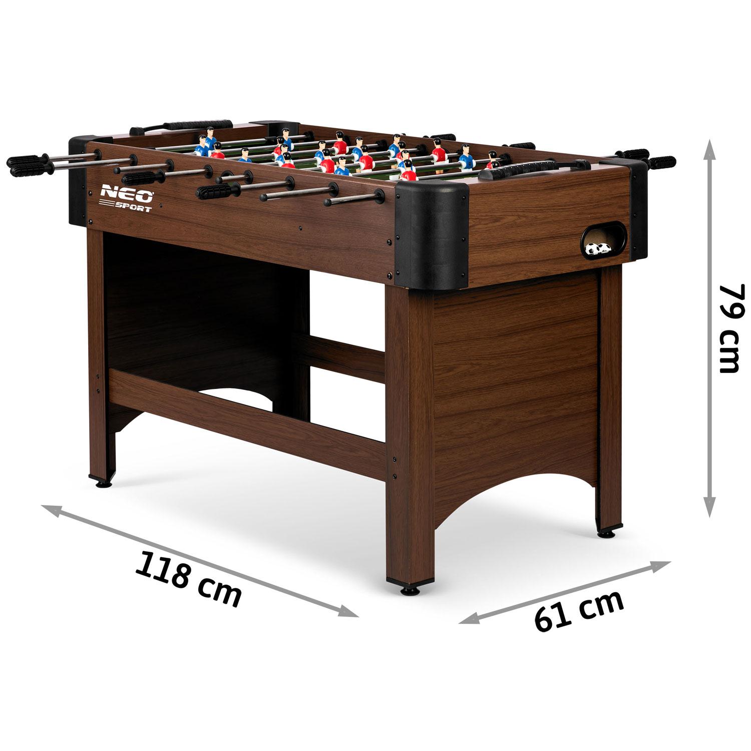 Neo-Sport stalo futbolo stalas 118 x 61 x 79 cm NS-804, tamsiai rudas