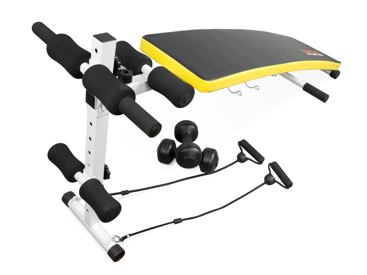 Nuožulnus suoliukas pratimams su espanderiais ir hanteliais Neo-Sport NS-07
